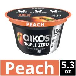 Oikos Yogurt Greek Nonfat Peach Flavor Blended