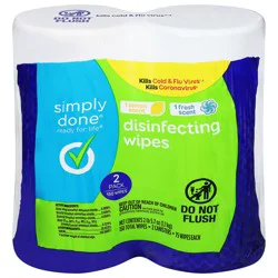Simply Done Lemon Scent/Fresh Scent Disinfecting Wipes 2 - 150 ea