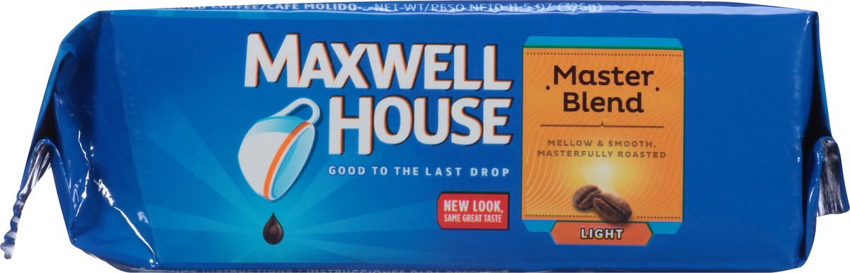 slide 2 of 9, Maxwell House Master Blend Light Roast Ground Coffee, 11.5 oz Bag, 11.5 oz