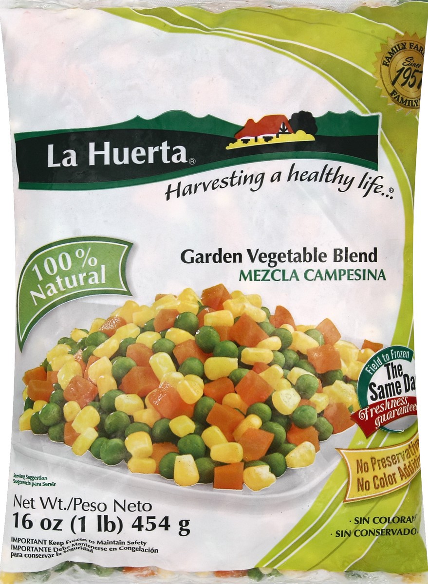 slide 5 of 5, La Huerta Peas, Carrots and Corn Garden Vegetable Blend, 16 oz