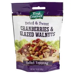 Fresh Gourmet salad topping, cranberries & glazed walnuts