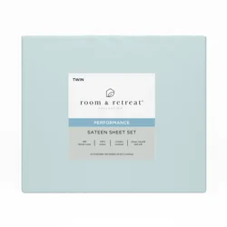 ROOM & RETREAT RR 400 Thread Counts Sheet Set, Twin, 3 pc set, Pale Blue