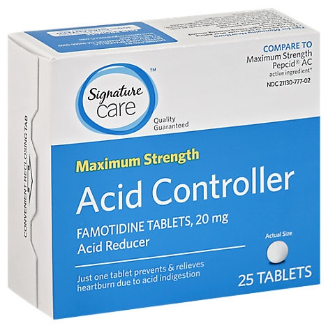 slide 1 of 1, Signature Care Famotidine Acid Reducer Tablets, 25 ct