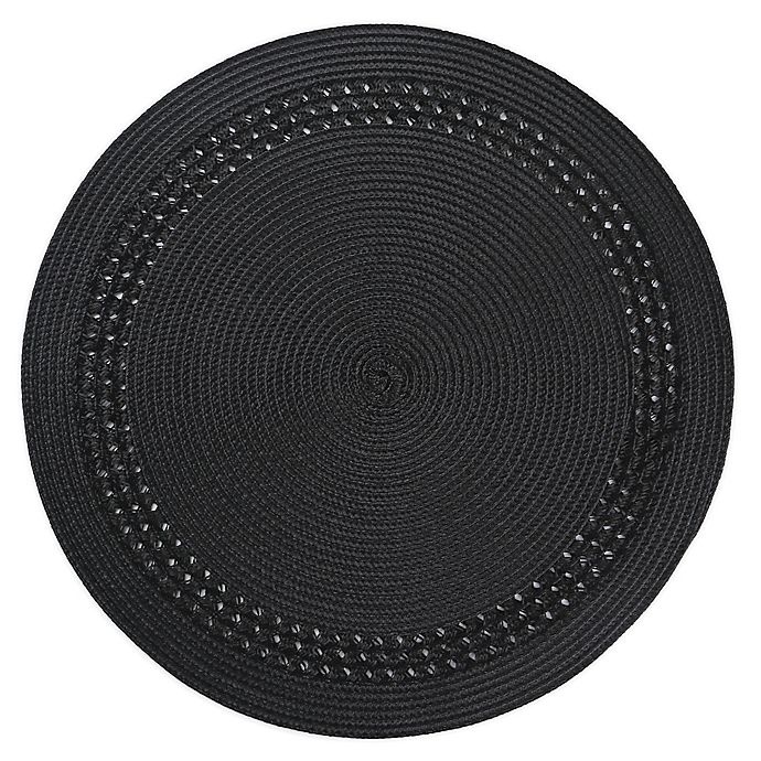 slide 1 of 1, Destination Summer Spiral Border Round Placemat - Black, 1 ct