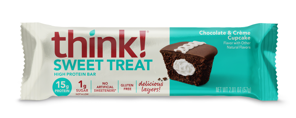slide 2 of 2, think! Layered High Protein Chocolate & Creme Cupcake Protein Bar 2.01 oz, 2.01 oz