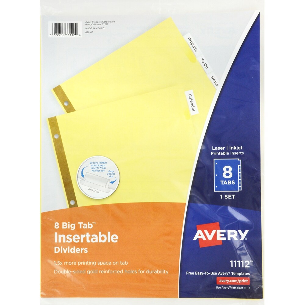 slide 1 of 1, Avery WorkSaver Big Tab Reinforced Dividers with Clear Tabs - 8 - Tab - Letter - Buff - 1/Set, 1 ct