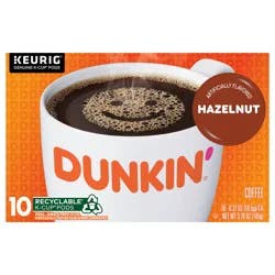 Dunkin' Hazelnut Flavored Coffee K-Cup Pods, 10 Count