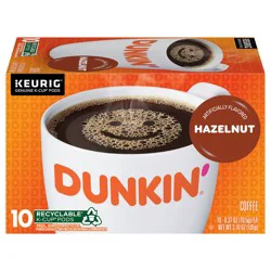 Dunkin' Dunkin’ Hazelnut Artificially Flavored Coffee, Keurig K-Cup Pods, 10 Count Box