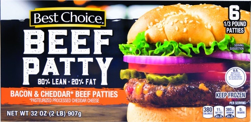 slide 1 of 1, Best Choice Bacon Cheddar Beef Patties, 32 oz