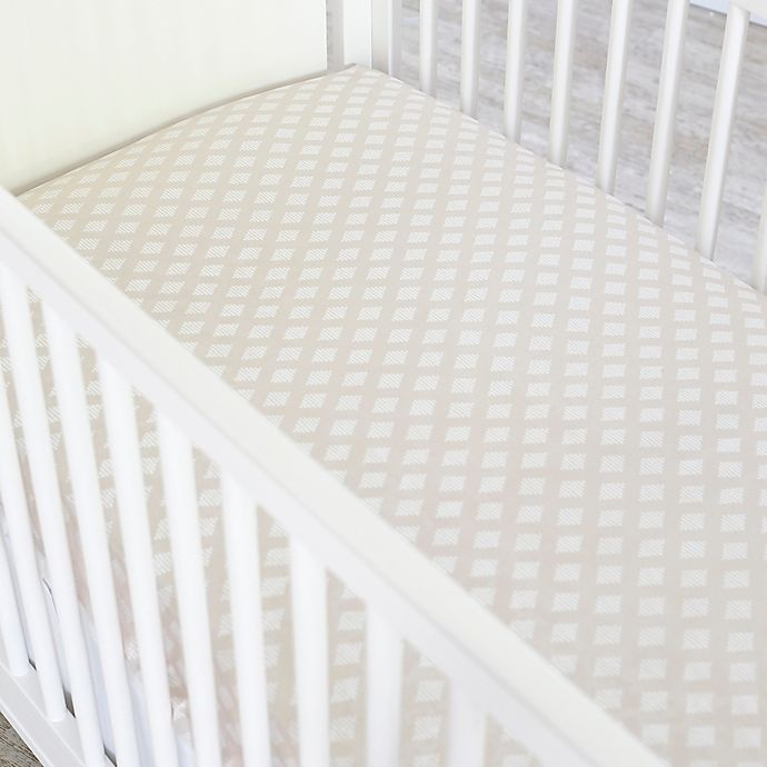 slide 3 of 4, Just Born Dream Diamond Print Fitted Crib Sheet - Taupe/White, 1 ct