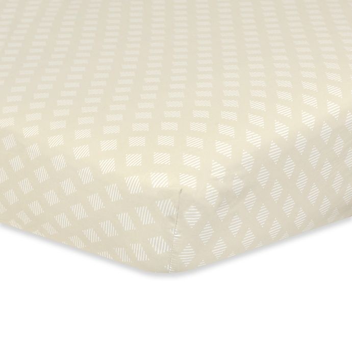 slide 1 of 4, Just Born Dream Diamond Print Fitted Crib Sheet - Taupe/White, 1 ct