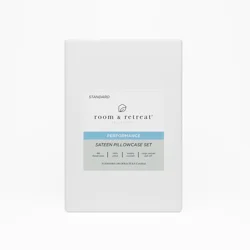 ROOM & RETREAT RR 400 Thread Counts Pillowcase, Standard, Set of 2, White