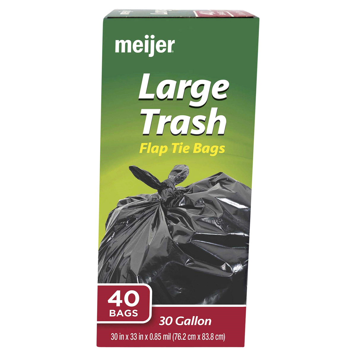 slide 1 of 1, Meijer Large Trash Flap Tie Bags, 40 ct; 30 gal