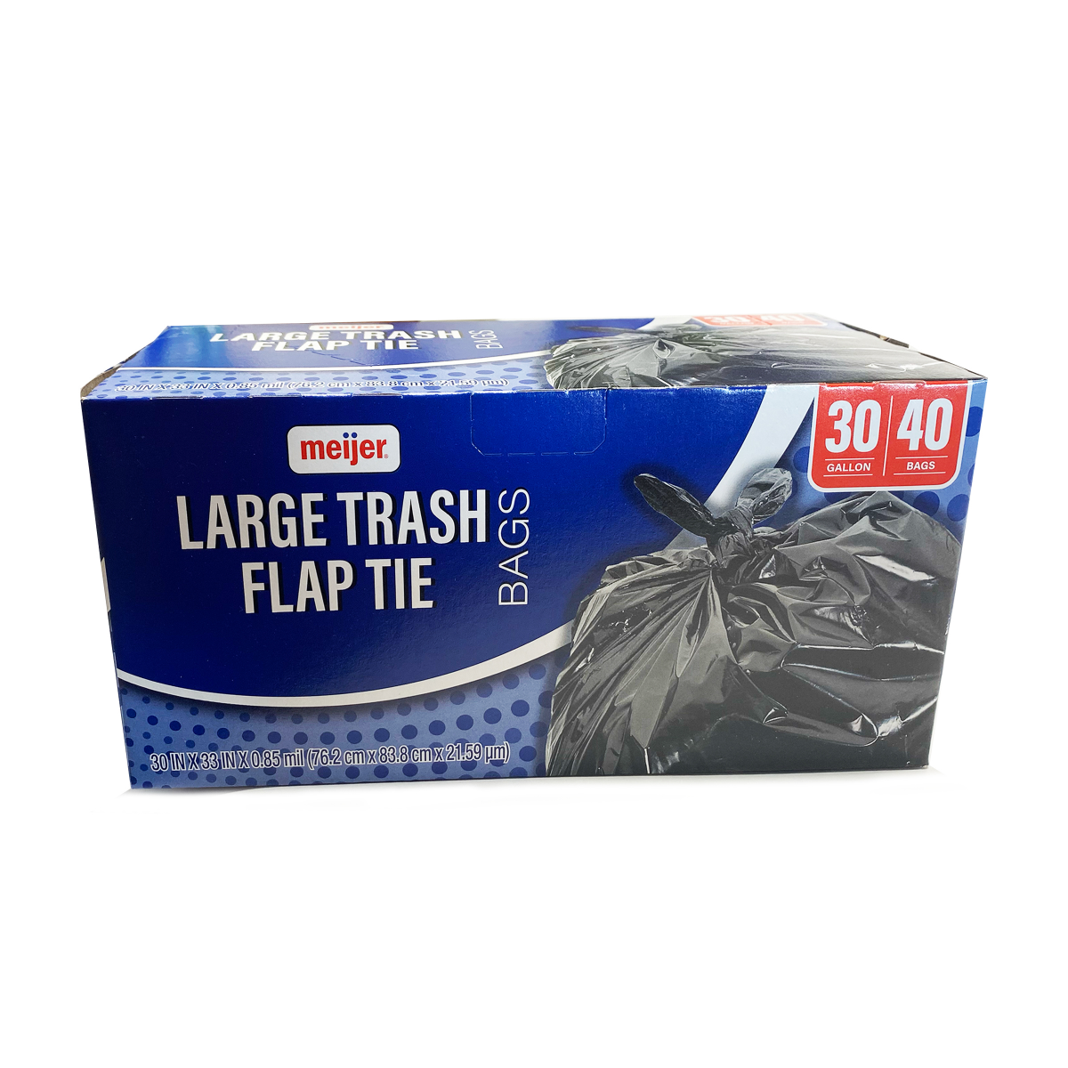 slide 1 of 5, Meijer Large Trash Flap Tie Bags, 30 gal, 40 ct