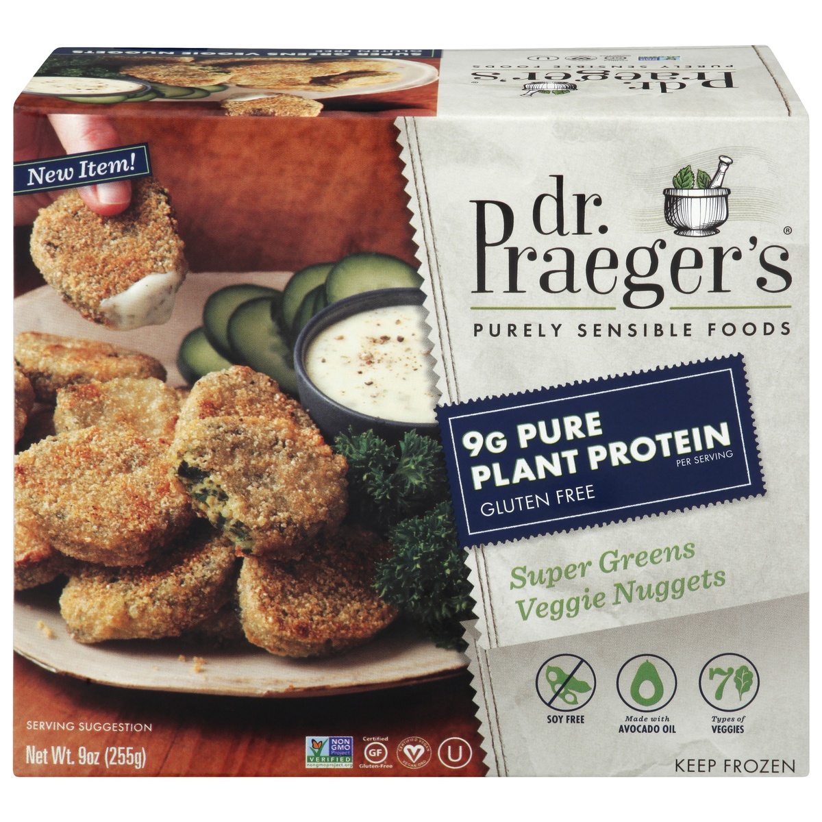 slide 1 of 1, Dr. Praeger's Super Greens Veggie Nuggets, 9 oz