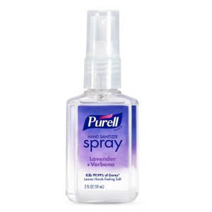 slide 1 of 1, PURELL Advanced Hand Sanitizer Spray, Lavender and Verbena, 2 fl oz Travel Sized Pump Bottle, 2 oz