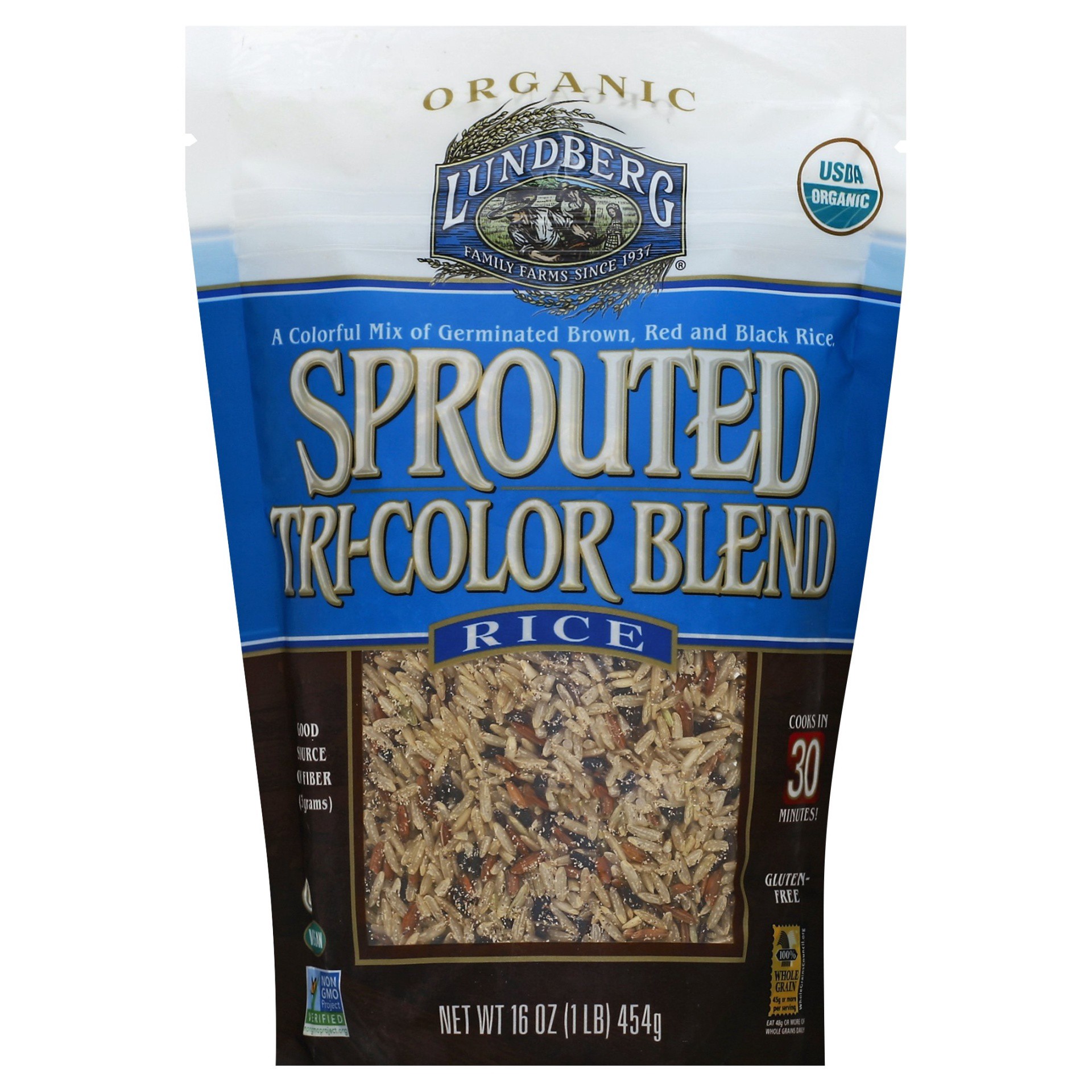 slide 1 of 6, Lundberg Organic Sprouted Tri-Color Blend Rice, 16 oz