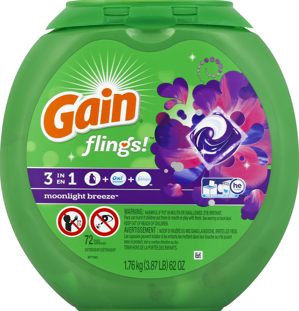 slide 2 of 3, Gain Detergent 72 ea, 72 ct