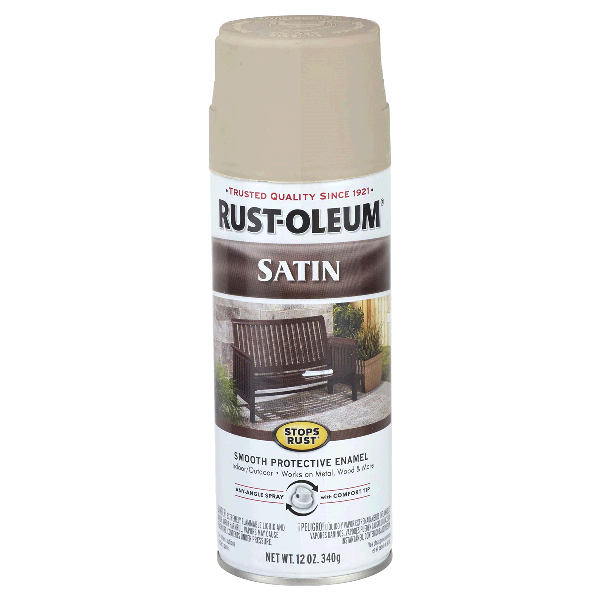 slide 1 of 9, Rust-Oleum Stops Rust Protective Enamel Spray Paint - 276271, Satin Beige, 12 oz