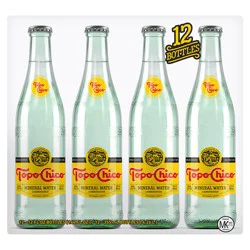 Topo Chico Sparkling Mineral Water Glass Bottles, 12 fl oz, 12 Pack