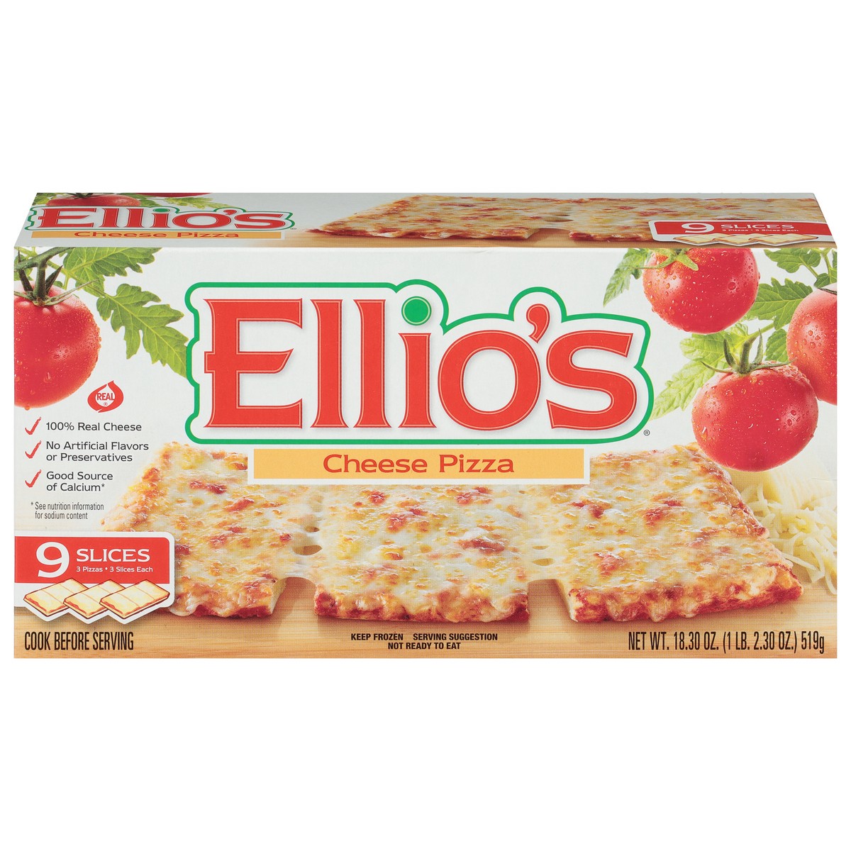 slide 1 of 1, Ellio's® frozen cheese pizza, 18.3 oz