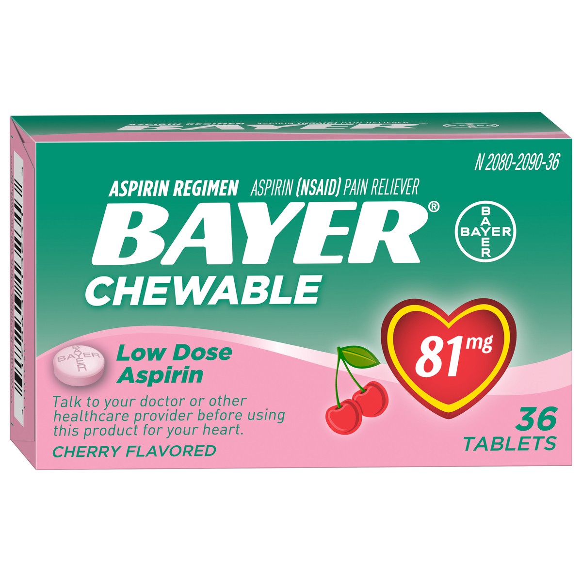 slide 2 of 4, Bayer Chewable Aspirin Cherry, 36 ct