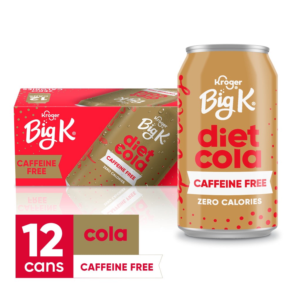 slide 1 of 5, Big K Caffeine Free Diet Cola, 12 ct; 12 fl oz