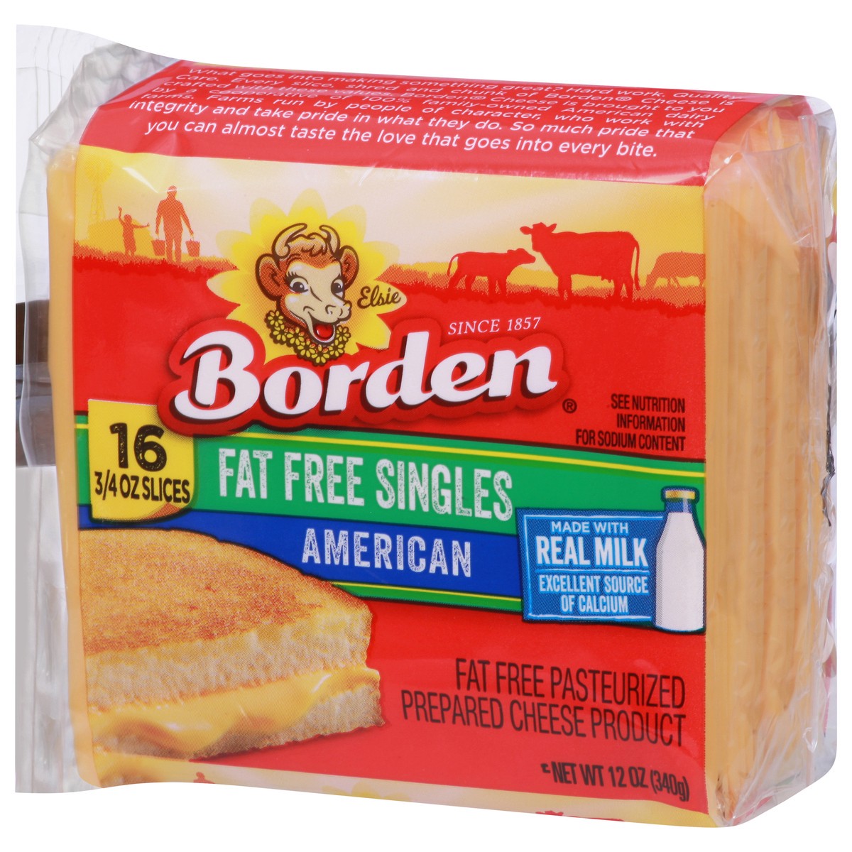 slide 2 of 13, Borden Fat Free Singles, American, 16 ct