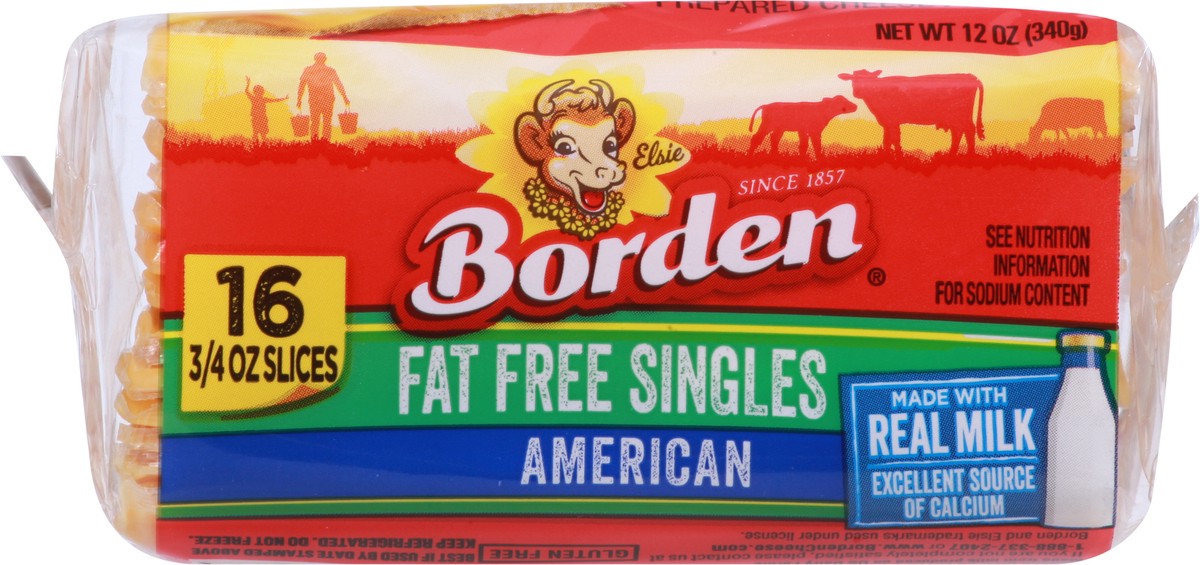 slide 3 of 13, Borden Fat Free Singles, American, 16 ct