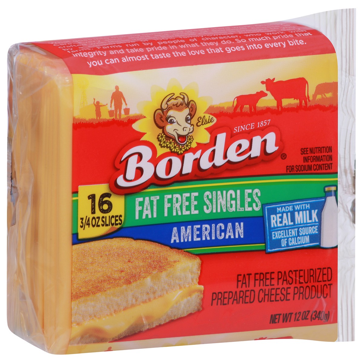 slide 9 of 13, Borden Fat Free Singles, American, 16 ct