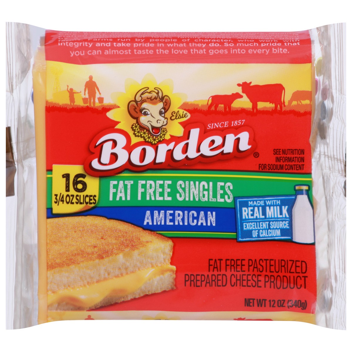 slide 6 of 13, Borden Fat Free Singles, American, 16 ct