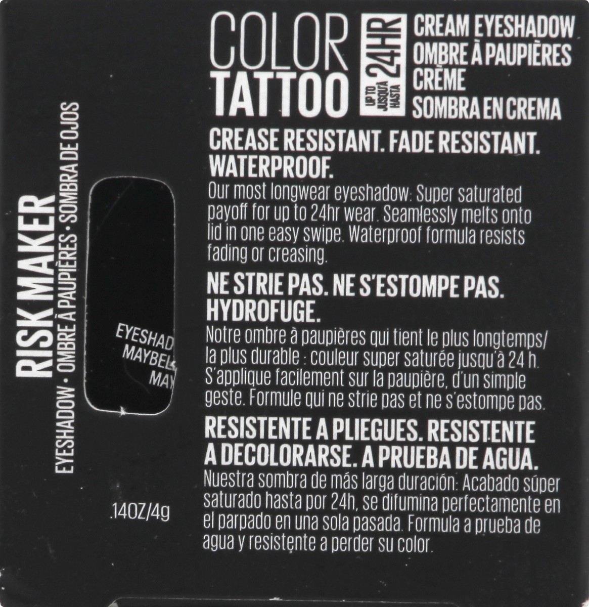 slide 9 of 9, MaybellineColor Tattoo Eye Shadow Risk Maker - 0.14oz: Longwear, Crease-Resistant, Waterproof, Dark Tones, 0.14 oz