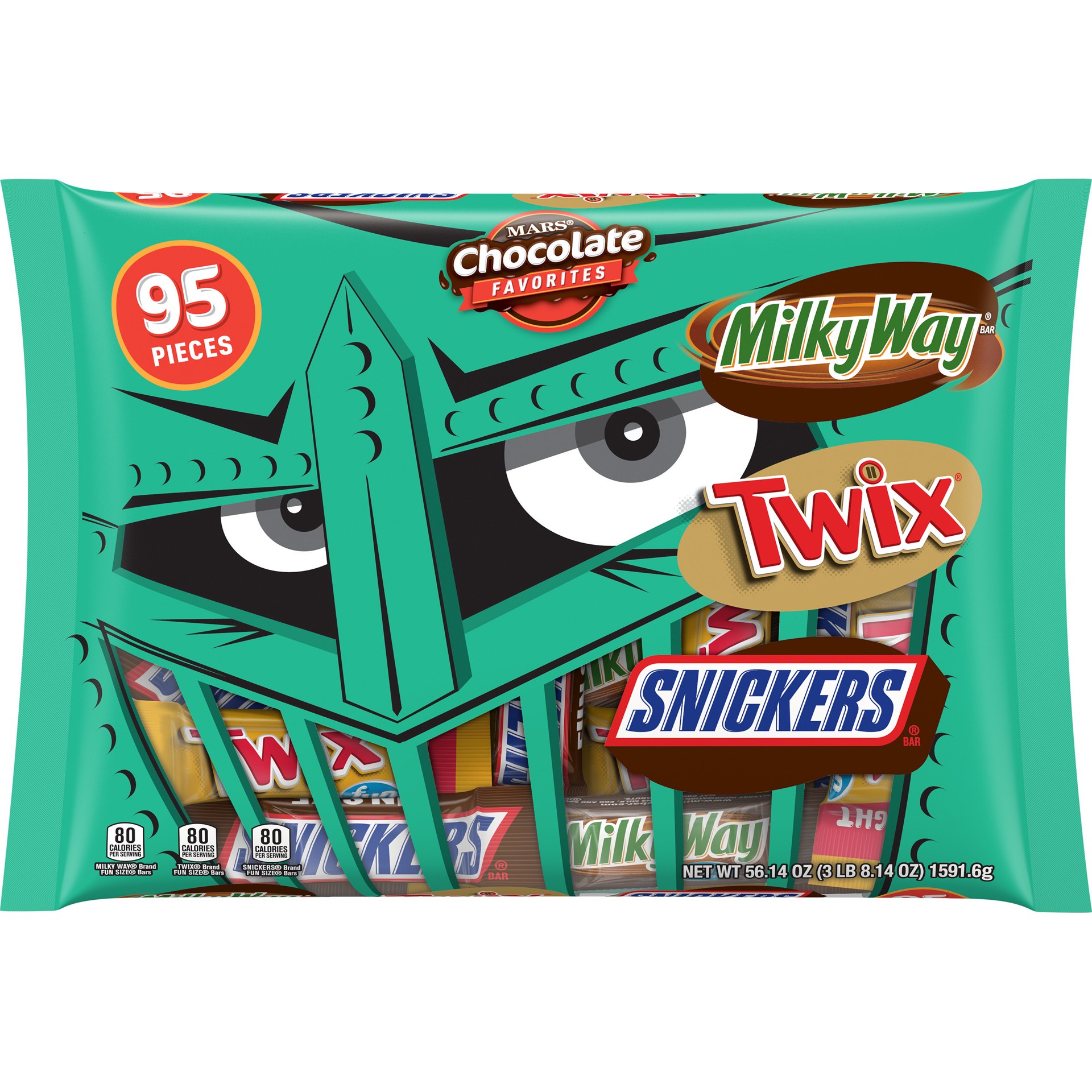 slide 1 of 4, Mixed SNICKERS, TWIX & MILKY WAY Fun Size Halloween Candy Variety Mix, 56.14-Ounce 95 Piece Bag, 56.14 oz