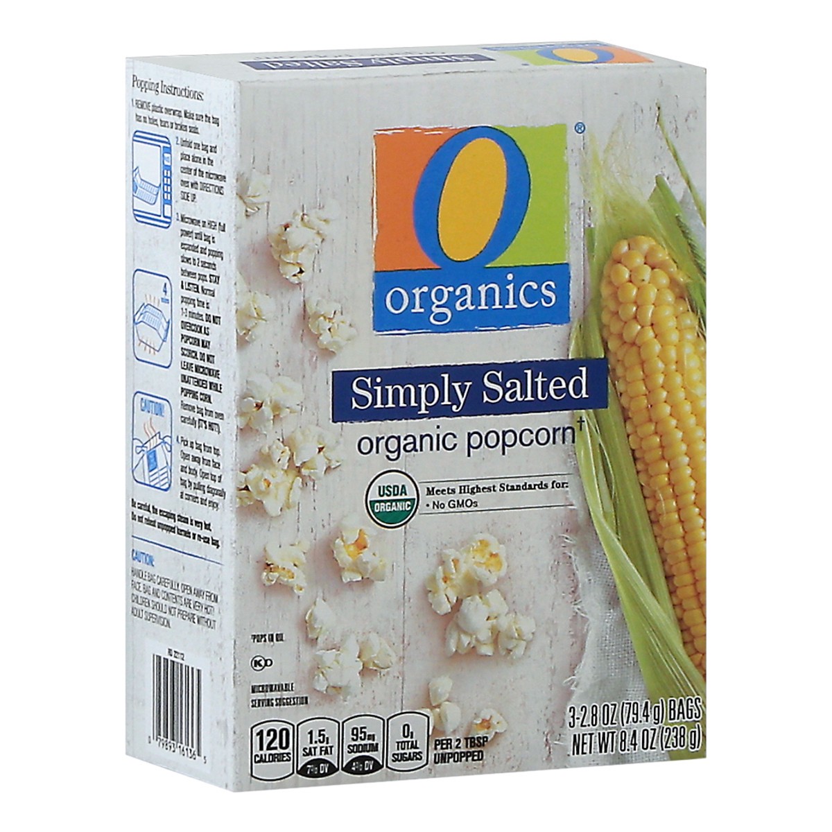 slide 4 of 4, O Organics Popcorn Microwave 3-2.8 Oz - 3-2.8 Oz, 3 ct; 2.8 oz