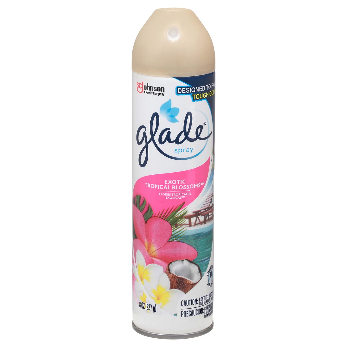 slide 7 of 10, Glade Room Spray, Exotic Tropical Blossoms, Aerosol Spray Air Freshener, Designed to Fight Tough Odors, 8 FL OZ, 8 oz