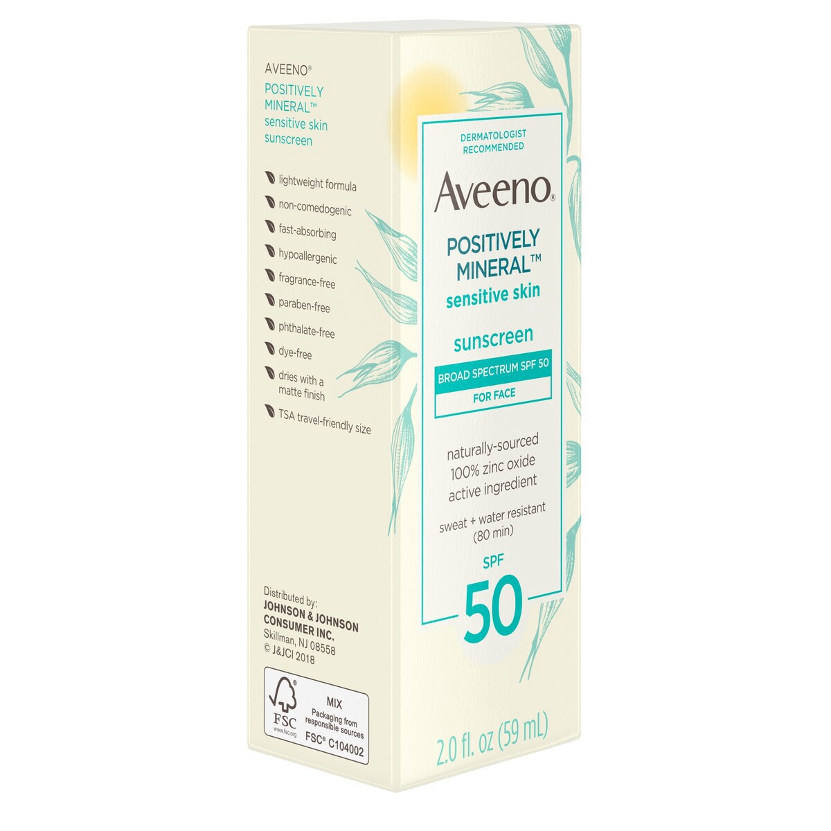 slide 4 of 6, Aveeno Positively Mineral Sensitive Face Sunscreen Spf 50, 2 Oz, 3 oz