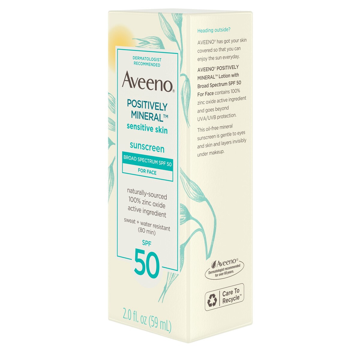 slide 2 of 6, Aveeno Positively Mineral Sensitive Face Sunscreen Spf 50, 2 Oz, 3 oz