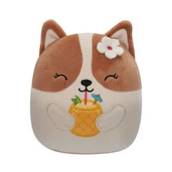 Squishmallows Corgi With Pineapple Drink and Flower Plush Toy - Brown/White