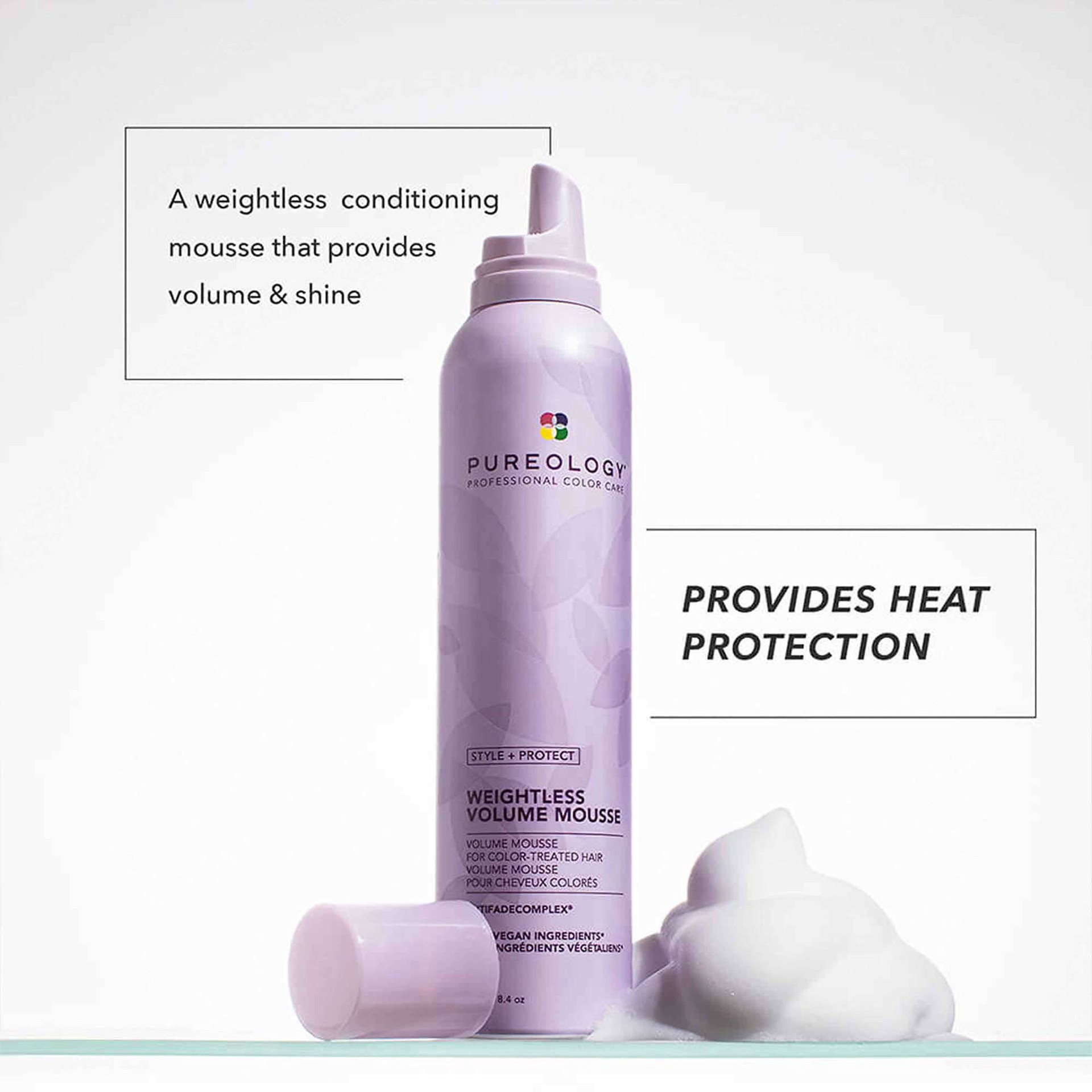 slide 3 of 6, Pureology Style + Protect Weightless Hair Mousse 8.4 oz/ 238 g, 8.4 oz/ 238 gram
