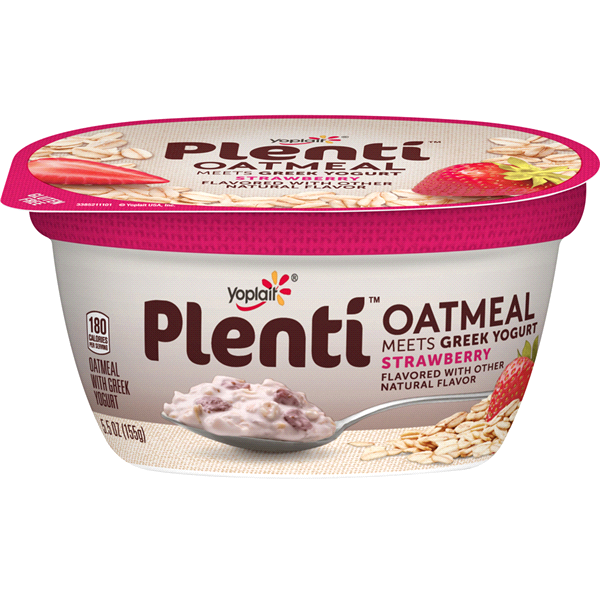 slide 1 of 1, Yoplait Plenti Oatmeal Meets Strawberry Greek Yogurt, 5.5 oz