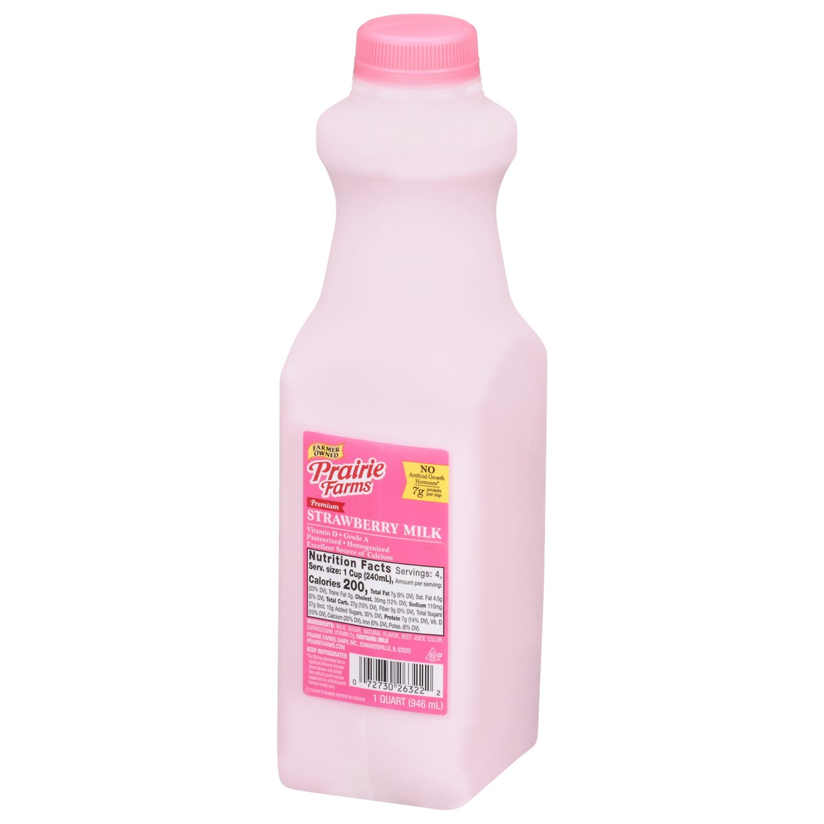 slide 3 of 14, Prairie Farms Premium Strawberry Milk 1 qt, 1 qt