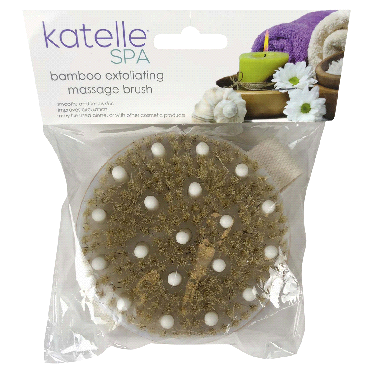 slide 1 of 5, Katelle Spa Bamboo Exfoliating Massage Brush, 1 ct