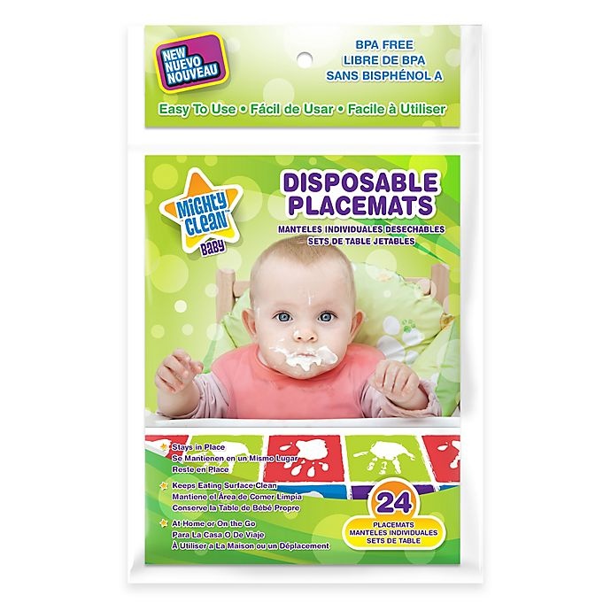 slide 1 of 1, Mighty Clean Baby Disposable Placemats, 24 ct