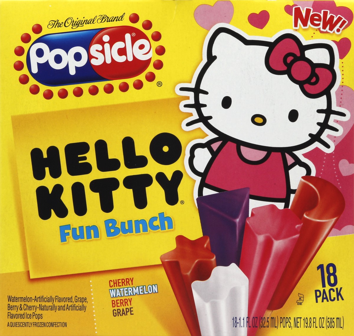 slide 4 of 4, Popsicle Hello Kitty Fun Bunch Cherry Watermelon Berry Grape Ice Pops, 18 ct