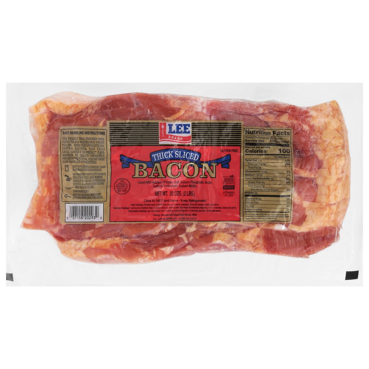 slide 7 of 13, D L Lee Sliced Bacon, 32 oz
