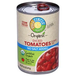 Full Circle Market Organic Diced Tomatoes No Salt Added in Tomato Juice 14.5 oz