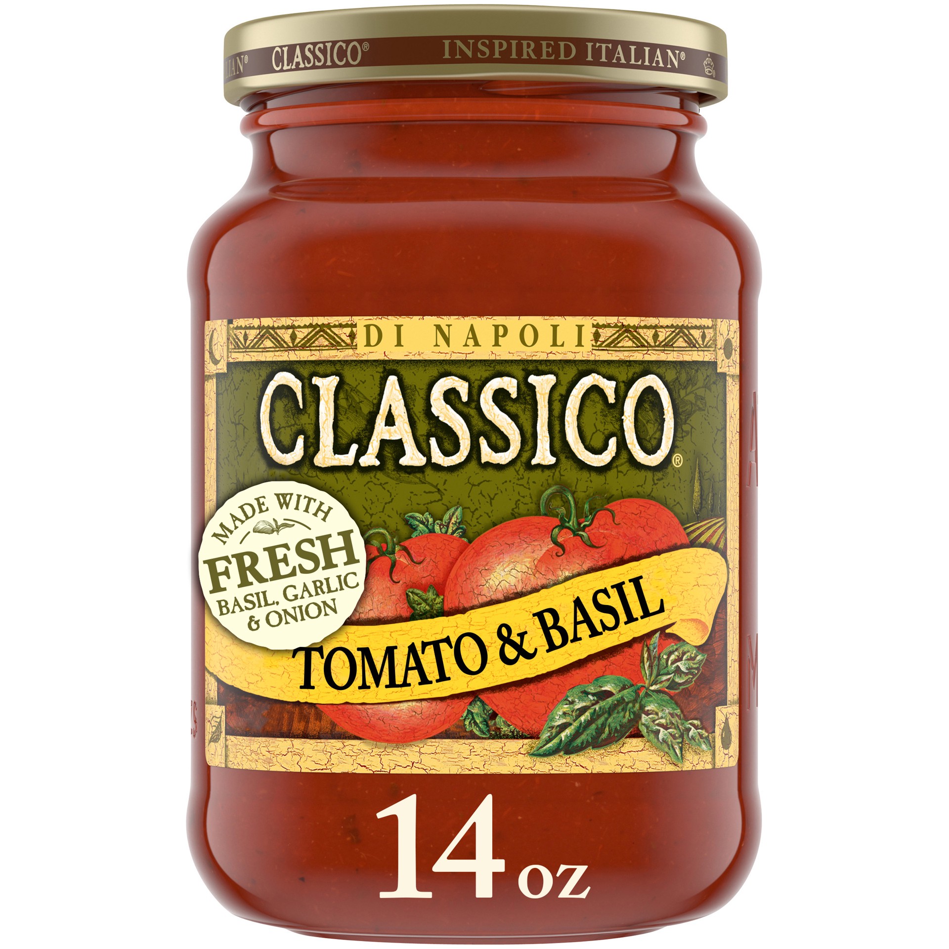 slide 1 of 5, Classico Tomato & Basil Pasta Sauce, 14 oz Jar, 14 oz