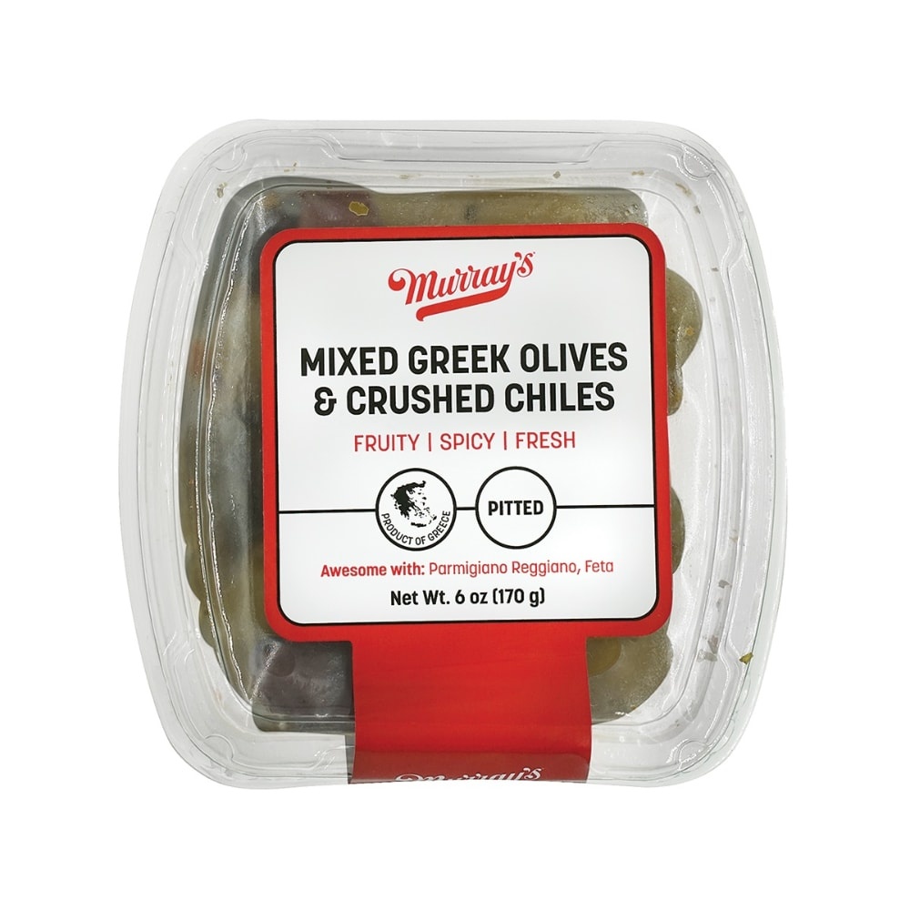 slide 1 of 1, Murray's Mixed Greek Olives Crushed Chiles, 6 oz