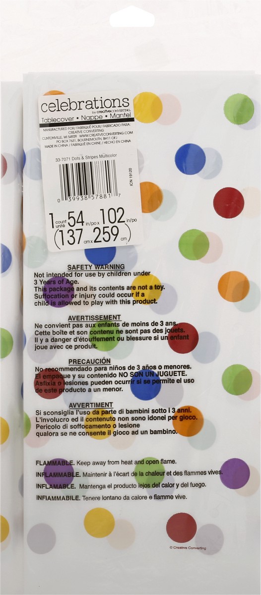 slide 2 of 9, Celebrations Multicolor Dots & Stripes Tablecover 1 ea, 1 ct