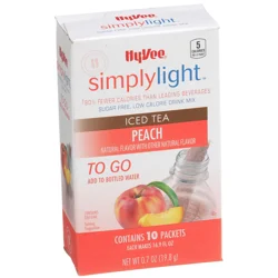 Hy-vee Simplylight, Peach Iced Tea Sugar Free, Low Calorie Drink Mix To Go - 10 ct; 0.07 oz